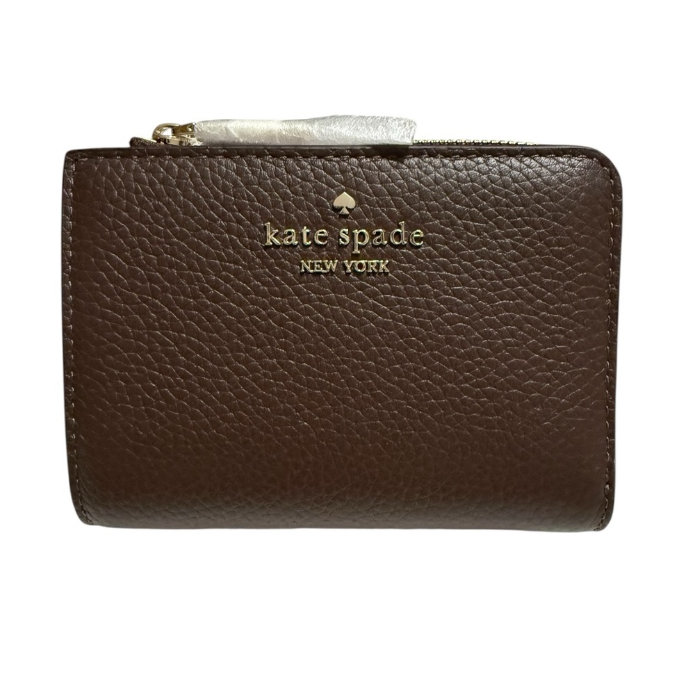 Kate Spade New York Lena Small L Zip Wallet - Hot Fudge/TuTu Pink - NWT